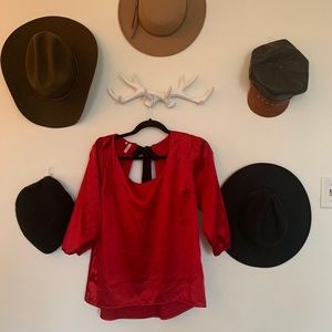 Red satin blouse